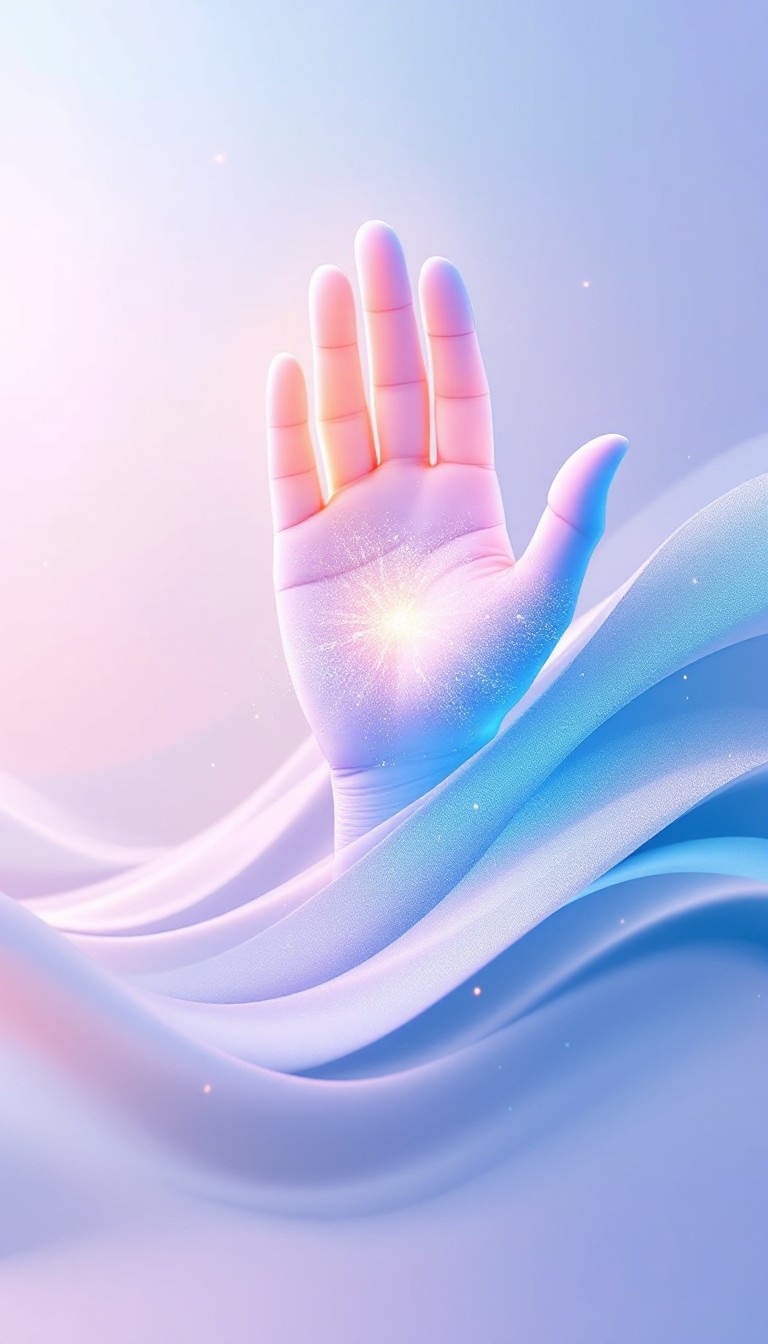 Healing energy flowing through the hands